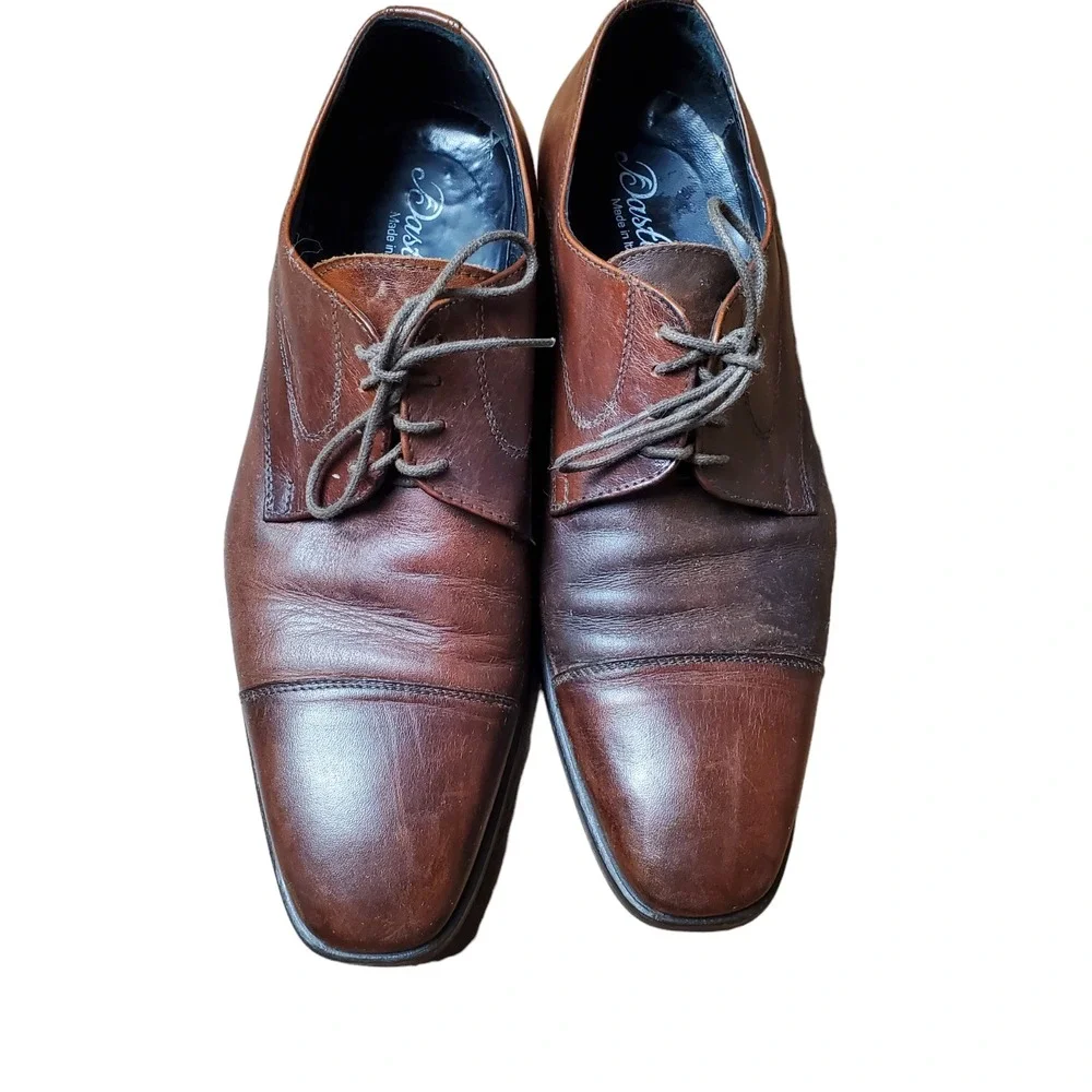 Dasthon‎ Mens Brown Leather Square Toe Oxford Dress Shoes Size US 10 EU 43